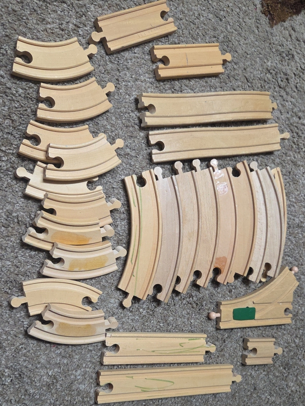 Huge Lot Wood/wooden Train Track Pieces Straight Curved Switch Tracks